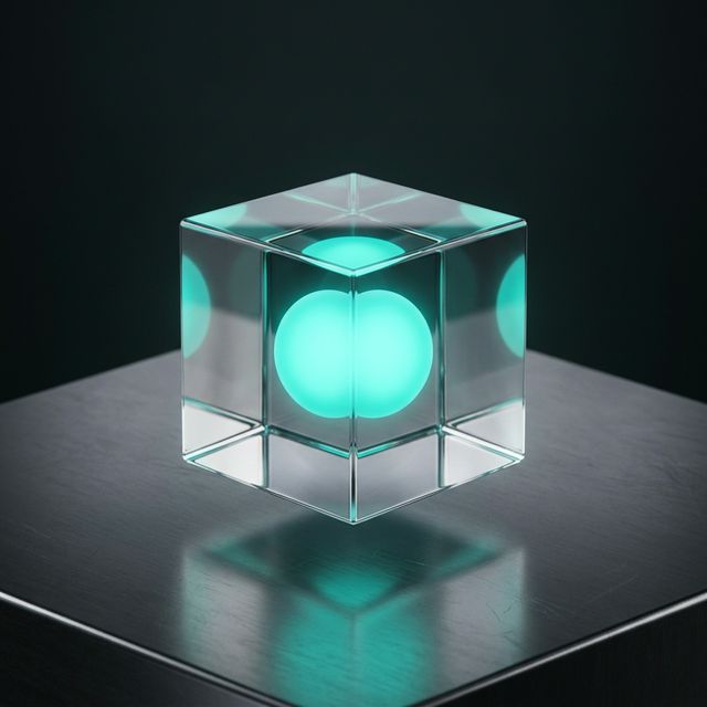 투명하고 명확한 정찰제를 상징하는 투명한 글래스 큐브